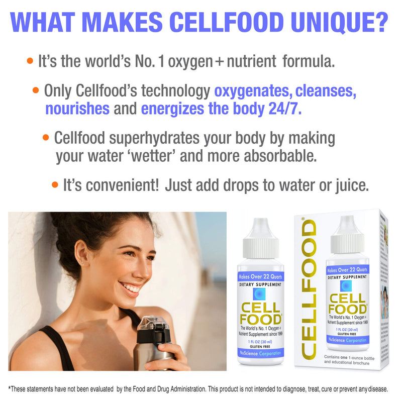 [Australia] - Cellfood Liquid Concentrate, 1 fl oz - Oxygen + Nutrient Supplement - Supports Immune System, Energy, Endurance, Hydration & Overall Health - Gluten Free, Non-GMO, Cert. Kosher - Makes Over 22 Quarts 