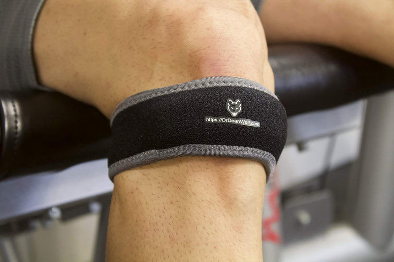 [Australia] - Dr. Wolf Knee Strap for Patellar Tendon Support – Pain Relief Band for Jumper’s Knee, Basketball, Running, Tendonitis, Patellofemoral, Chondromalacia - Adjustable Neoprene Brace (Black) Black 