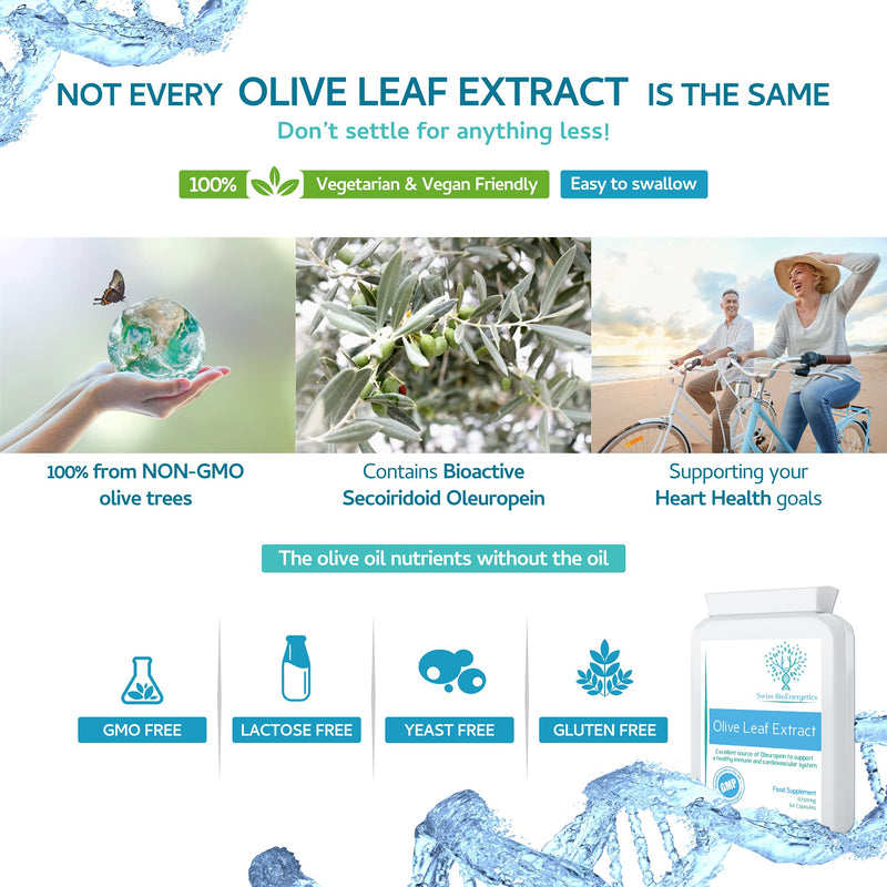 [Australia] - Olive Leaf Extract 6750mg Whole Leaf Equivalent - 60 Capsules - Containing 20% Active Oleuropein - Non GMO - Made in The UK 
