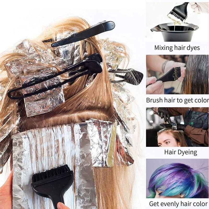 [Australia] - Beayuer 21 Pieces Hair Dye Tools, DIY Salon Hair Coloring Bleaching Tools Set including Hair Tinting Bowl, Dye Brush, Ear Cover, Hair Highlighting Cape, Shawl, Gloves, Hair Clip Kits (21 Pcs, Black) 21 Count (Pack of 1) 