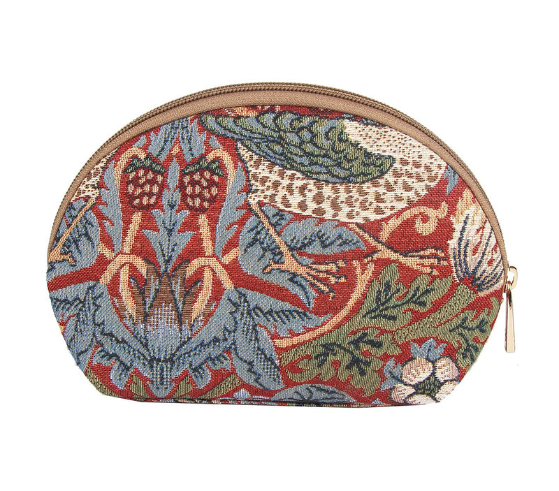 [Australia] - Signare Tapestry Cosmetic Bag Makeup Bag for Women with Red Floral William Morris Strawberry Thief Tapestry (COSM-STRD) Strawberry Thief Red 