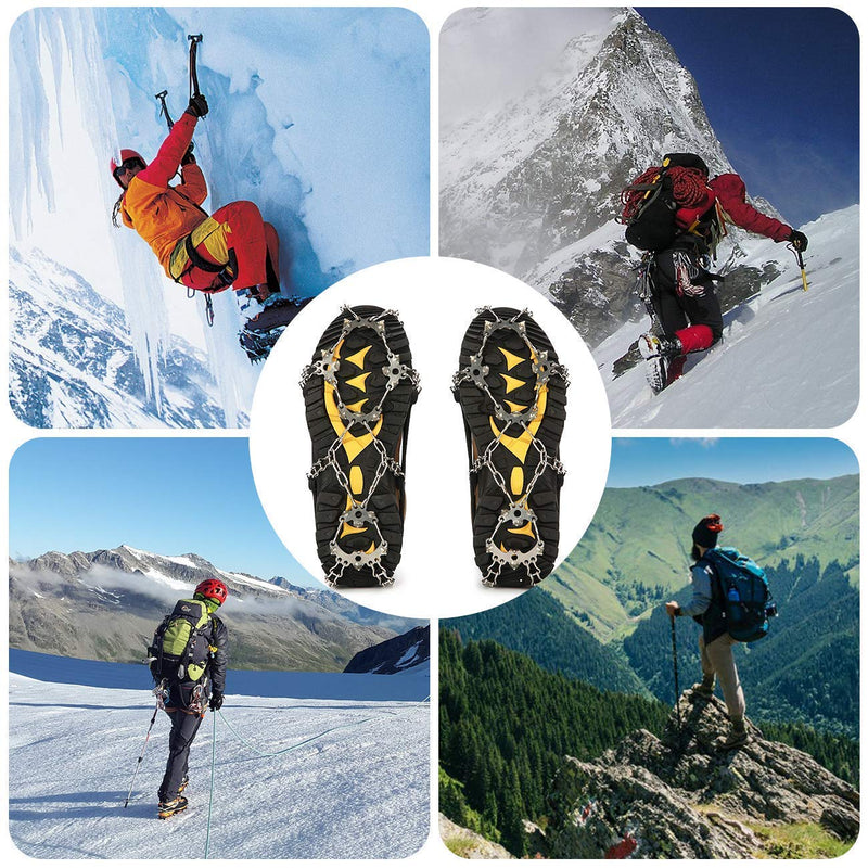 [Australia] - Wirezoll Crampons, Stainless Steel Ice Traction Cleats for Snow Boots and Shoes, Safe Protect Grips for Hiking Fishing Walking Mountaineering etc. Black Medium 