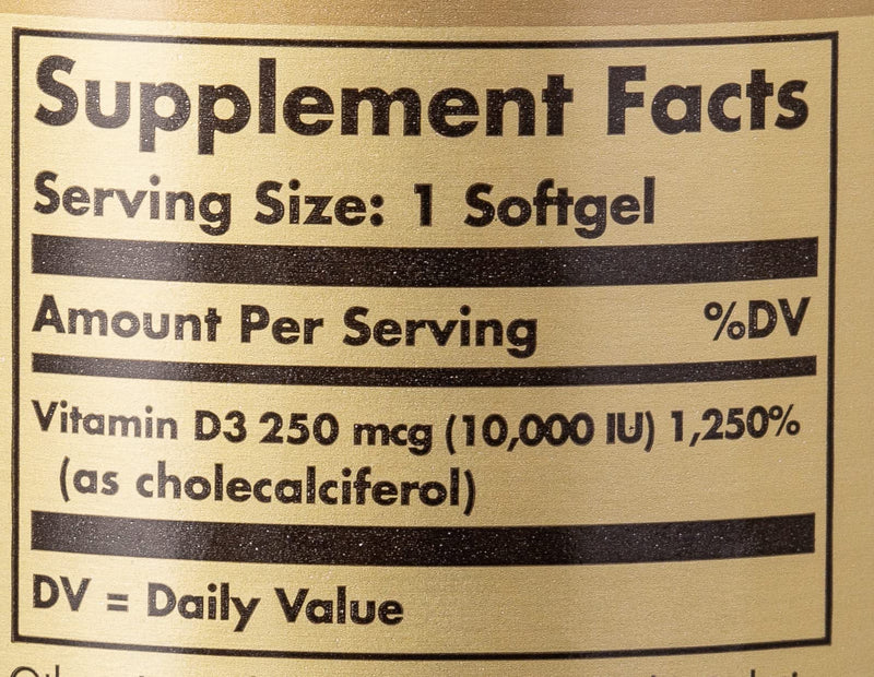 [Australia] - Solgar Vitamin D3 (Cholecalciferol) 250 MCG (10,000 IU), 120 Softgels - Helps Maintain Healthy Bones & Teeth - Immune System Support - Non GMO, Gluten Free, Dairy Free - 120 Servings 120 Count (Pack of 1) 