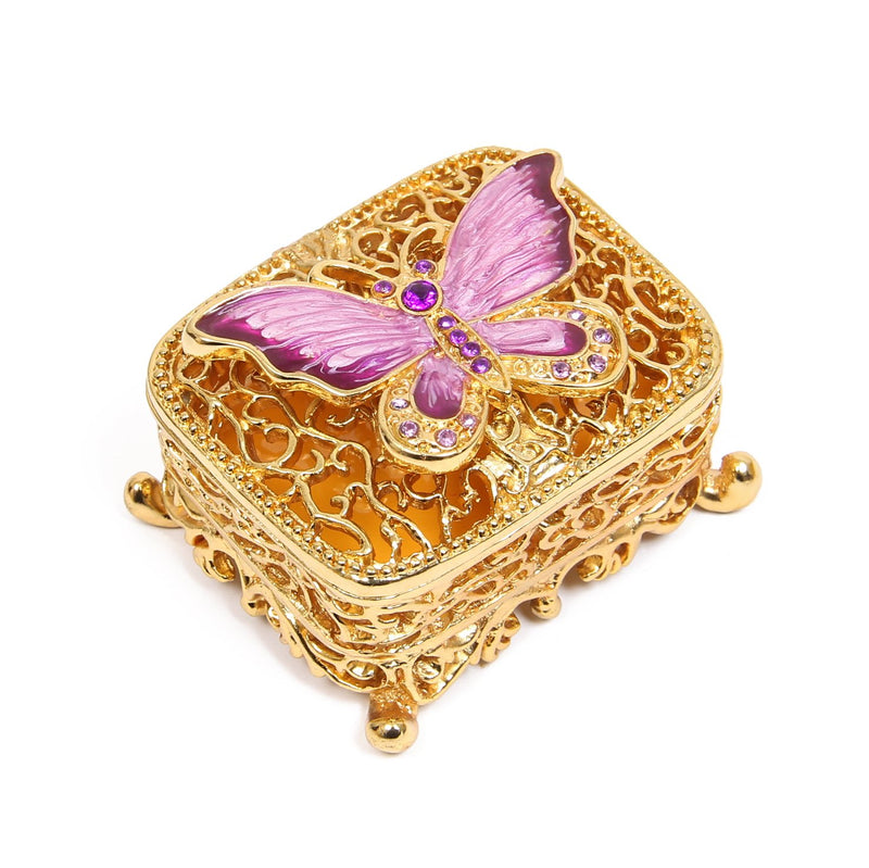 [Australia] - QIFU-Hand Painted Enameled Butterfly Decorative Hinged Jewelry Trinket Box Unique Gift For Home Decor 
