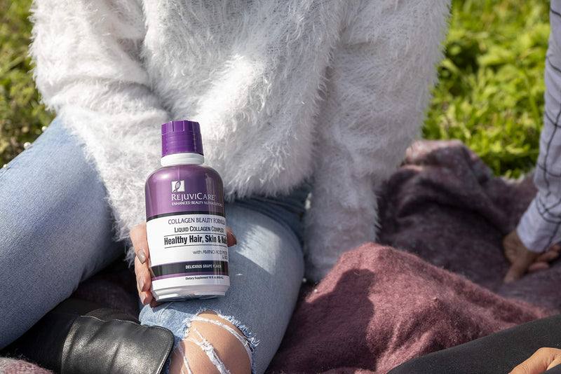 [Australia] - Rejuvicare Liquid Collagen Beauty Formula with Amino Acids, Protein and Biotin, Delicious Grape Flavor, Purple 16 oz ,32 servings 16 Fl Oz (Pack of 1) 