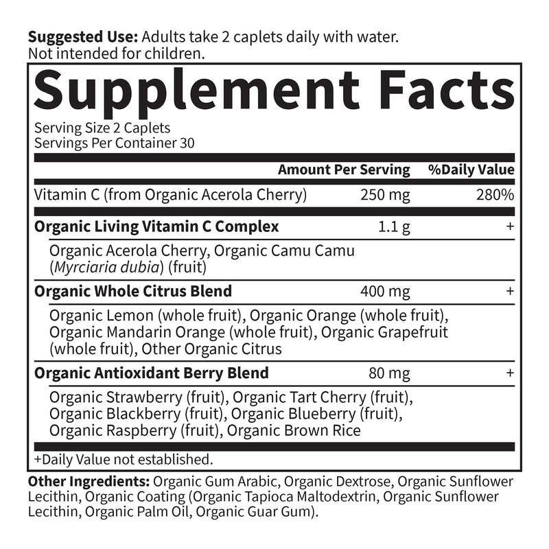 [Australia] - Garden of Life Non-GMO Living Vitamin C Supplement and Antioxidant Whole Food Nutrition Vegetarian, 60 Count 