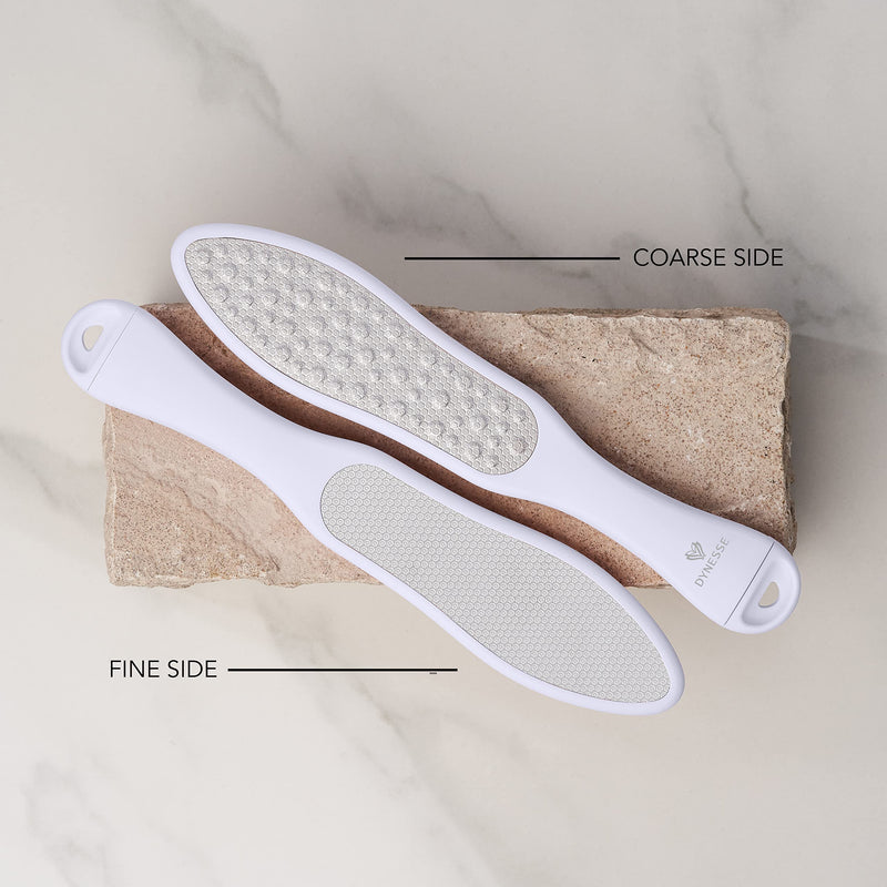 [Australia] - DYNESSE Pedicure Foot File. Professional 3-in-1 Callus Remover with Mini-File. No Risk of Injury. Laser-Cut Stainless Steel Scrubber. Multi-Usage White 