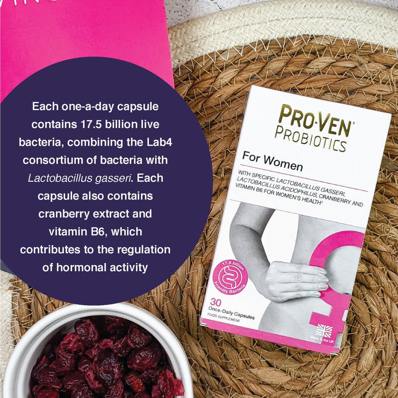 [Australia] - Pro-Ven Probiotics For Women 17.5 Billion CFU + Vitamin B6 Forumlated for Vaginial Flora Lactobacillus and Bifidus with Cranberry Capsules - 30 Day Supply (Packaging May Vary) 