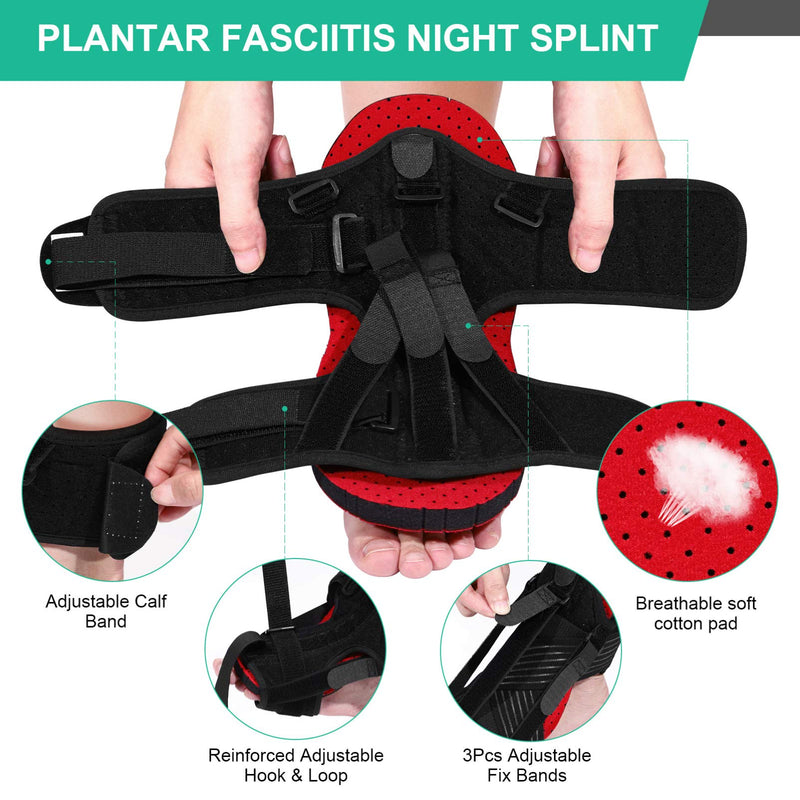 [Australia] - Plantar Fasciitis Night Splint Kit Adjustable Foot Drop Orthotic Brace stretching belt with 2 Foot Pads 1 Massage Ball Foot Support Effective Relief from Plantar Fasciitis Pain Heel Arch Foot Pain 