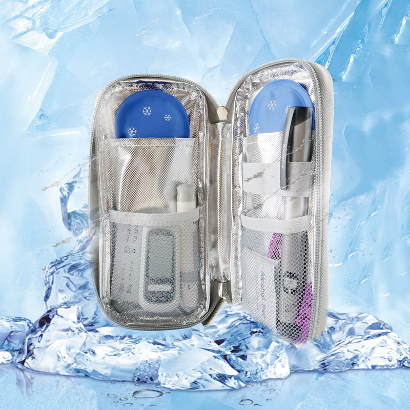 [Australia] - Insulin Travel Cooling Bag for Diabetic Organizer with 2 Ice Packs Medical Cool Bag for Insulin Pen and Insulin Medicine (Begonia Flowers) Begonia Flowers 