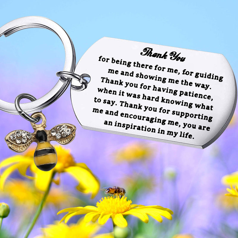 [Australia] - FUSTMW Thank You Gifts Bumble Bee Keychain Appreciation Gifts for Teacher Coach Mentor Guidance Leader Thank You for Being There You are an Inspiration in My Life Thank You Gifts Bee Charm 