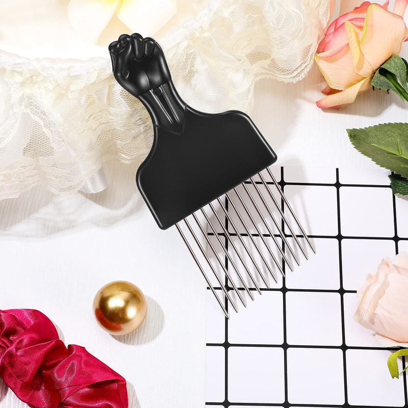 [Australia] - Afro Pick Comb Metal Pick Comb Plastic Afro Pick Hair Comb Wide Tooth Hair Pick Comb Metal Hair Coloring Comb Wig Braid Comb Hairdressing Styling Tool for Curly Hair Style, Black (Funny Style) 