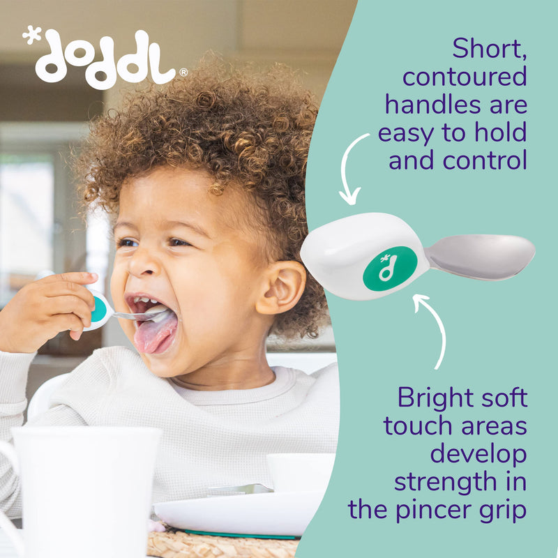 [Australia] - Doddl Cutlery Set, Toddler Self Feeding Cutlery, Spoon, Fork & Knife, 12months+ (Aqua) Aqua 