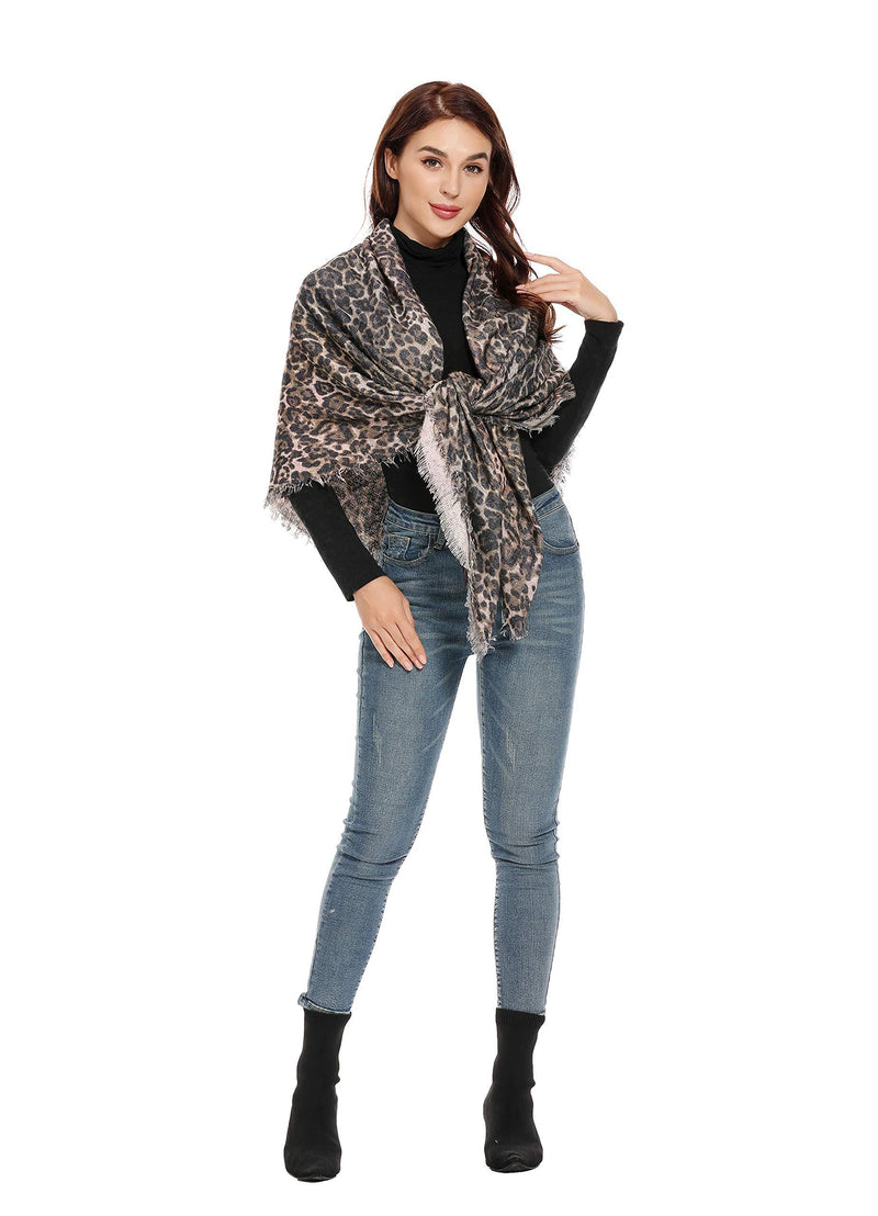 [Australia] - ZLYC Winter Blanket Scarf Fashion Soft Triangle Shawl Wraps for Women Cheetah Print 