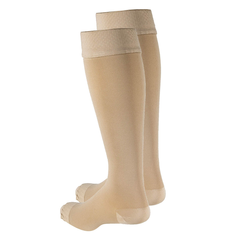 [Australia] - Truform 20-30 mmHg Compression Stockings for Men and Women, Knee High Length, Dot Top, Closed Toe, Beige, 2X-Large Beige (Closed Toe) 