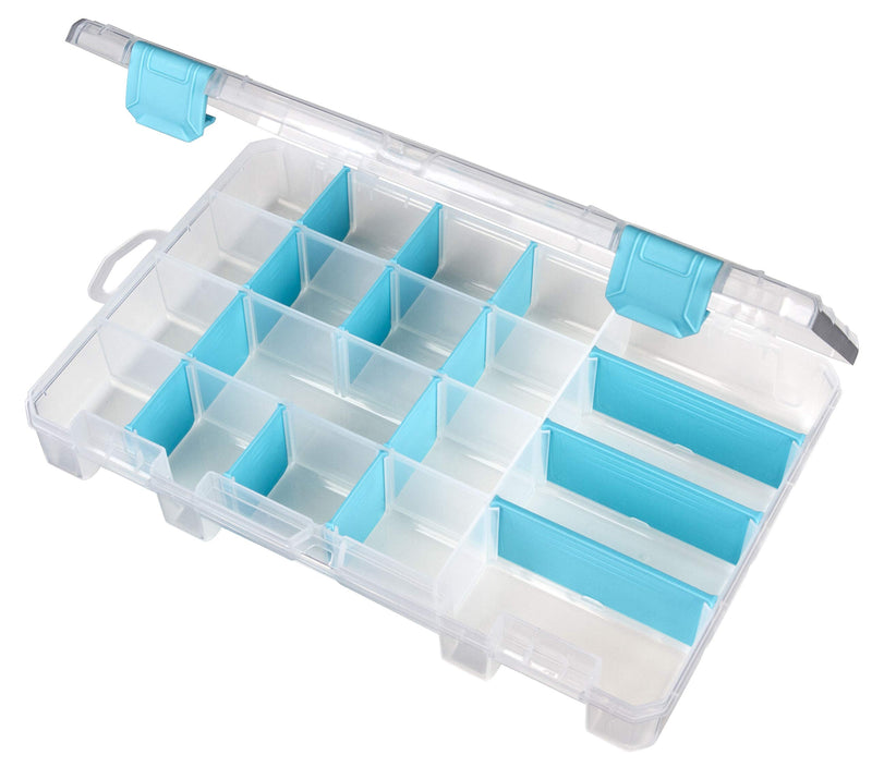 [Australia] - ArtBin 5 Compartment 6944AG Medium Box with Removable Dividers, Jewelry & Craft Organizer, [1] Plastic Storage Case with Anti-Tarnish Technology, Clear with Aqua Accents, (10.75" x 7.375") 