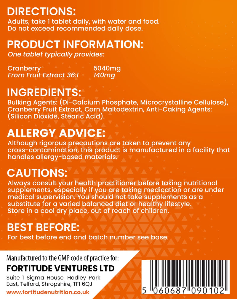 [Australia] - Cranberry Tablets 5000mg | High Strength Cranberry Extract Supplement for Cystitis Relief and Urinary Bladder Health | Cranberry Supplements For Women and Men 90 Tablets 