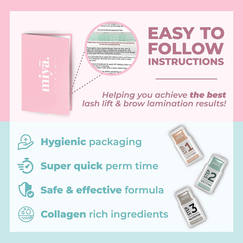 [Australia] - MIYA LASH 2 in 1 Lash Lift & Brow Lamination Lotion Set | Sachet Refill for Lash Lift Kit & Eyebrow Perm | Fast Acting 3-Step Lifting, Setting Lotions with Nutrition Serums | 10 Treatments | Salon Use LASH & BROW LIFT LOTIONS 