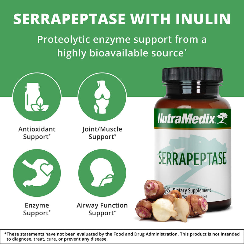 [Australia] - NutraMedix Serrapeptase - Proteolytic Enzyme Supplement - May Support Healthy Sinus Function - 1000mg with Inulin from Jerusalem Artichoke - May Support Cardiovascular Health (120 Vegetarian Capsules) 