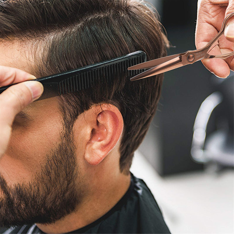 [Australia] - Hairdressing Scissors 6 Inch Hair Scissors Professional Salon Barber Scissors Trimming Haircut Scissors for Men Women, Japanese Stainless Steel Hair Shears with Bronze Wing-Shaped Engraving Handle HS-RoseGold-Straight 