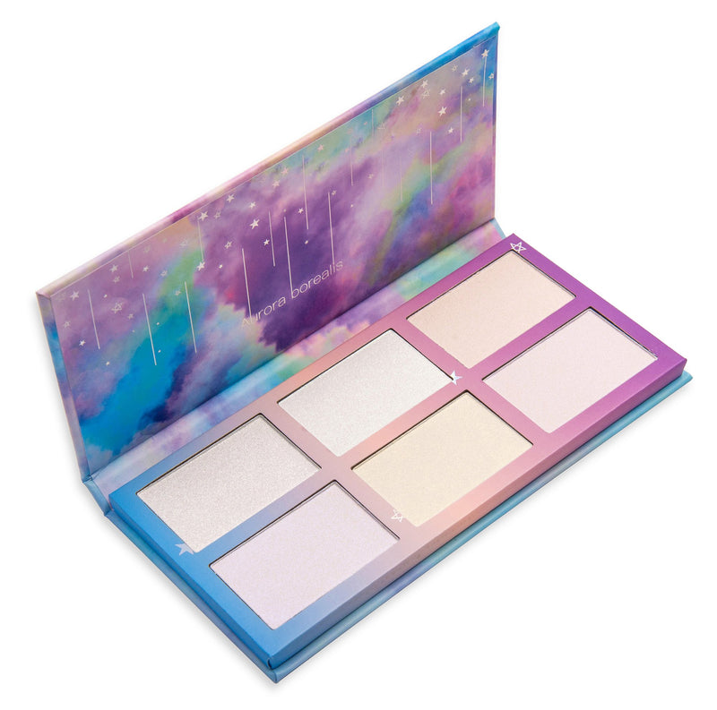 [Australia] - TZ COSMETIX - Aurora Borealis 6 Colors Highlighter / Glow Kit - Wet Soft Cream Powder Illuminating Makeup Palette - with Rainbow Star Box tz-6fb 