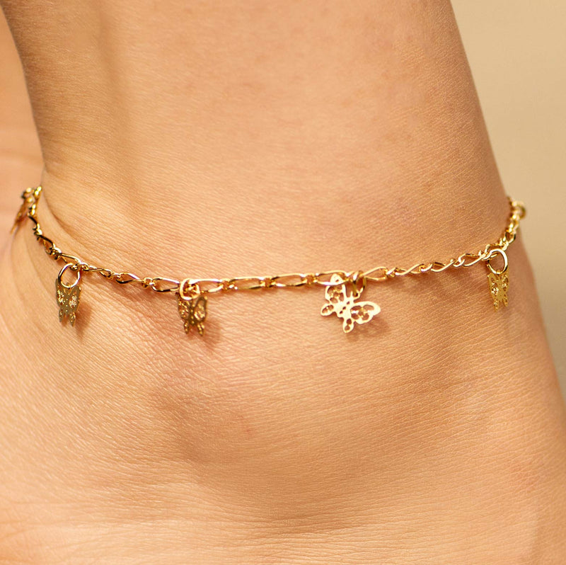 [Australia] - Lifetime Jewelry Butterfly Anklet for Women Men & Teen Girls 24k Gold Plated 10.0 Inches 