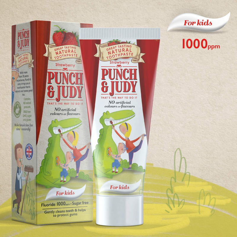 [Australia] - Punch & Judy Kids Natural Toothpaste, Strawberry Flavour, 6+ Months, Natural Ingredients, Fluoride, Sugar Free 50ml (Pack of 1) 79 g (Pack of 1) 