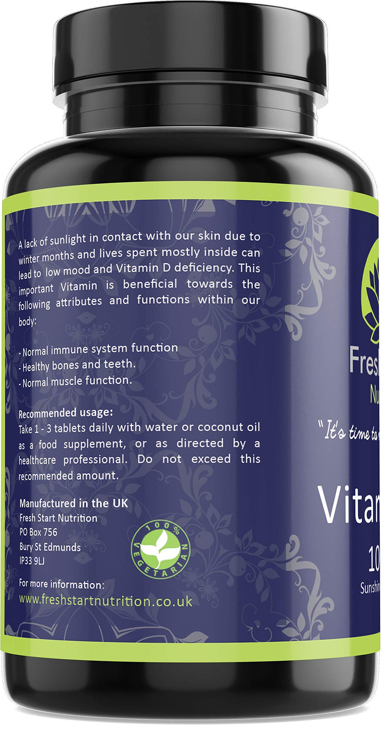 [Australia] - Vitamin D3 1000iu Tablets | 365 (1 Year Supply) Vegetarian Vitamin D Supplement Tiny Easy to Swallow Pills | VIT D as Cholecalciferol | Fresh Start Nutrition 