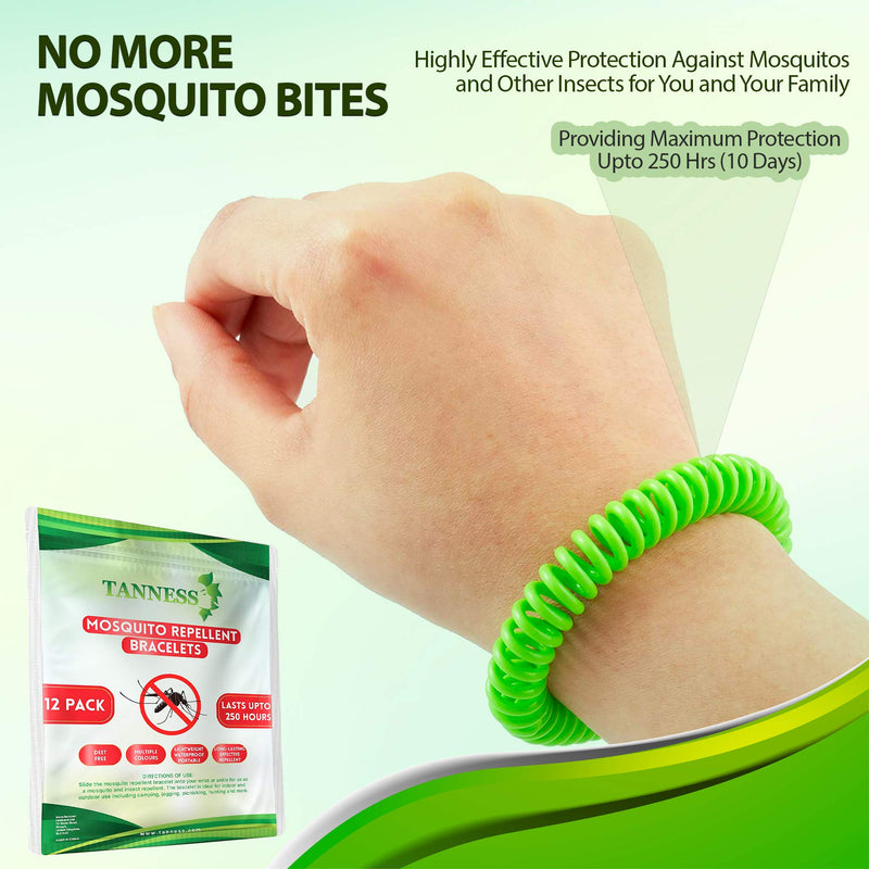 [Australia] - TANNESS Mosquito Repellent Bracelet Pack of 12 Repellents Waterproof Travel Insect Repellent Bands Bracelets for Toddler Baby Kids and Adults – Non-Toxic Deet-Free Outdoor Bug Repeller Wristbands 