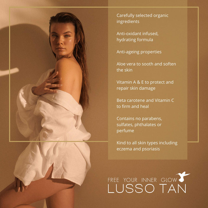 [Australia] - Professional Dark Self Tanning Mousse - By Lusso Tan. Organic, Vegan, Cruelty-Free False Tan. Instant-drying. Streak-free, Flawless Finish Fake Tan. Natural Glow Face and Body Tint. Tinted Self-Tanning Mousse - Dark 