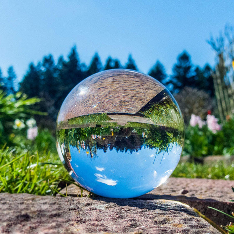 [Australia] - Crystal Ball Crystal Sphere with Wood Stand 40mm Clear Crystal Ball Feng Shui Crystal Display Sphere Ornaments for Meditation Healing 