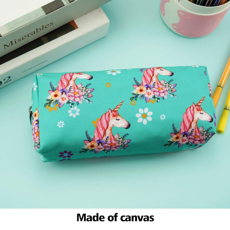 [Australia] - LParkin Cute Unicorn Large Capacity Canvas Pencil Case Gadget Pen Bag Pouch Stationary Case Makeup Cosmetic Bag Kawaii Box (Unicorn) 