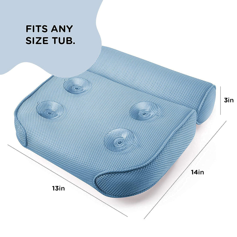 [Australia] - PEULEX Comfortable Bathtub Pillow, With Strong Suction Cups & Hook, Soft Spa Pillow For Luxurious Bathing, Hot Tub Pillow Designed With Soft Mesh For Maximum Pleasure, Full Neck & Back Support (Blue) Blue 