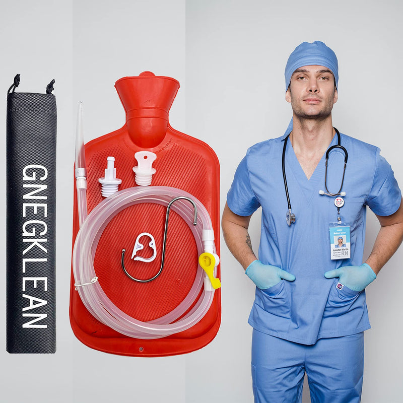 [Australia] - GNEGKLEAN Coffee Enema Bag Kit - 5.0ft Silicone Hose 2L Enemas at Home Water & Colon Detox Cleanse Kit 