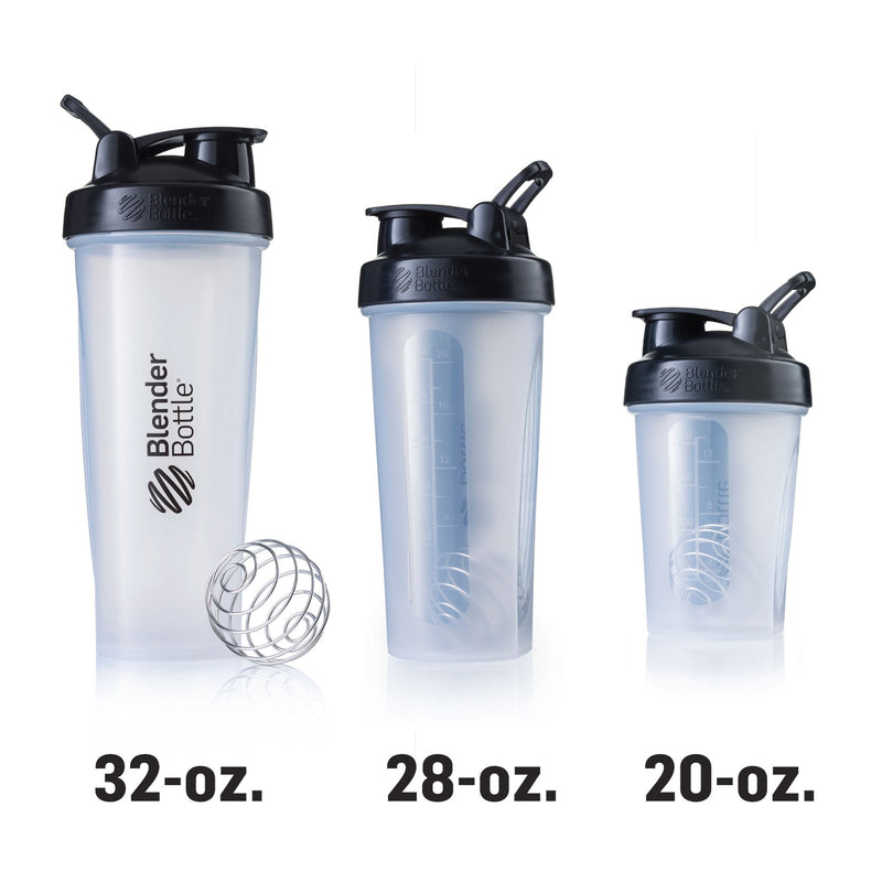 [Australia] - BlenderBottle Classic Shaker Bottle Perfect for Protein Shakes and Pre Workout, 20-Ounce, Clear/Black/Black 