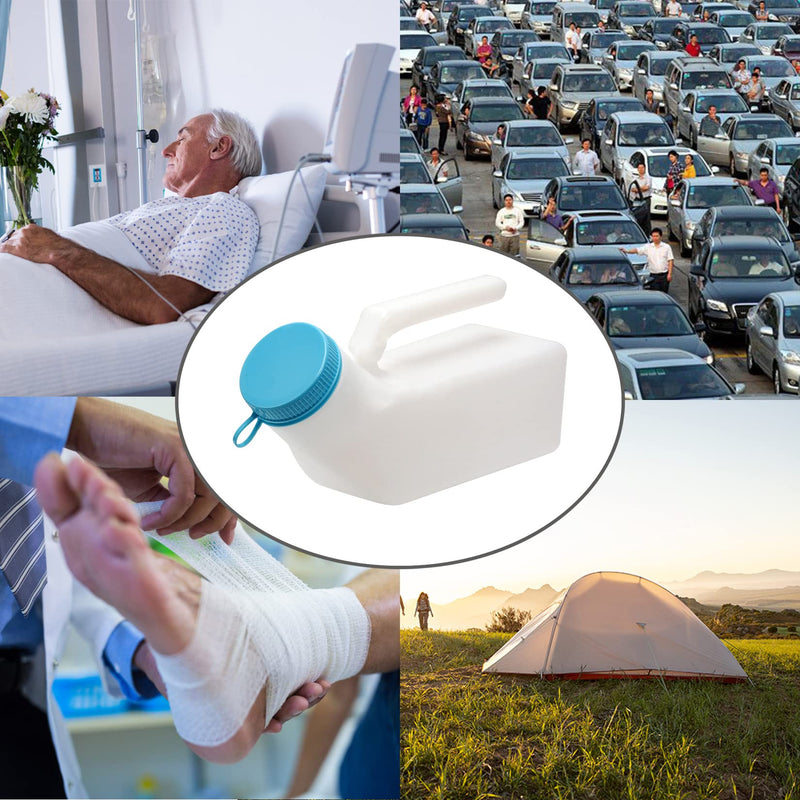 [Australia] - Tovee Upgraded Urinals for Men with Glow in The Dark,1000ml Thick Pee Bottles with Lid,Spill Proof Urinal Bottle for Car,Hospital,Elderly & Incontinence,2 Pack 2 Pack 