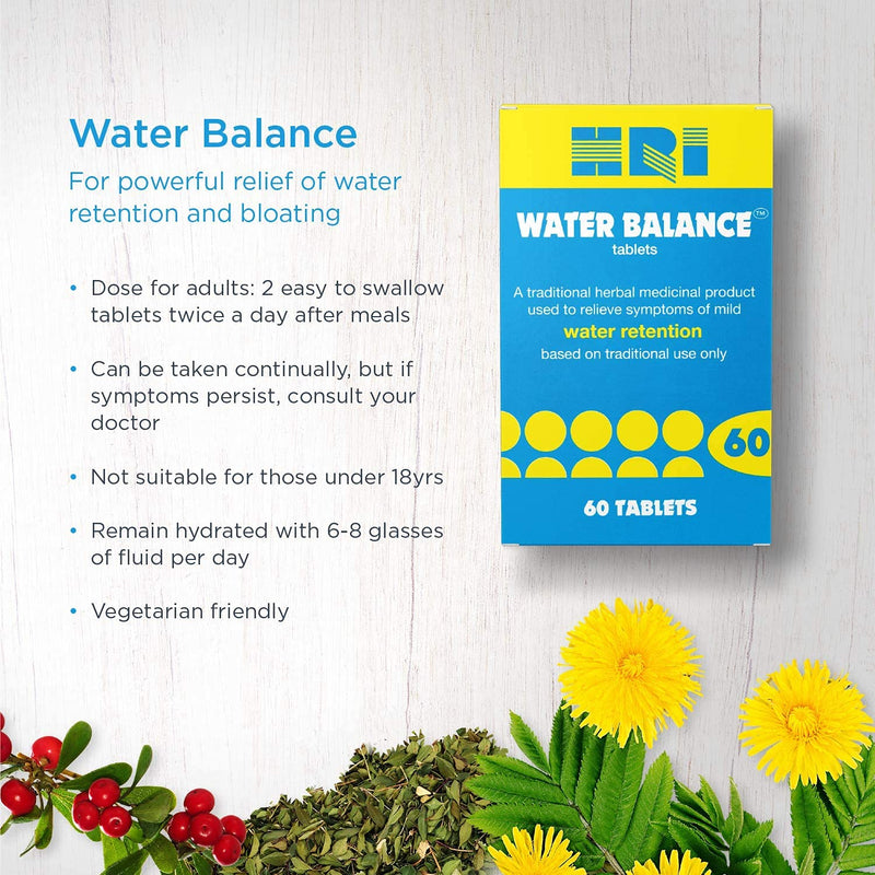 [Australia] - HRI Water Balance Tablets with Dandelion Root, Uva Ursi and Buchu Leaf. to Relieve Symptoms of Mild Water Retention and Provide Bloating Relief. 3 Packs - 180 Tablets 