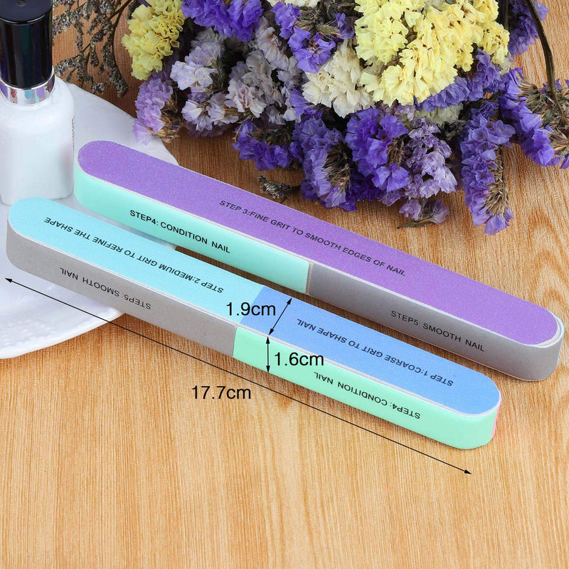 [Australia] - 12 Packs 7 Way Nail File and Buffer Block Professional Nail Buffering Files 7 Steps Washable Emery Boards for Acrylic Nails 12 Packs 