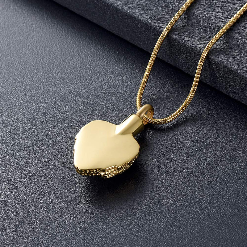[Australia] - memorial jewelry Gold Angel Wings Glass Heart Urn Pet/Human Cremation Pendant Necklace Jewelry for Ashes 