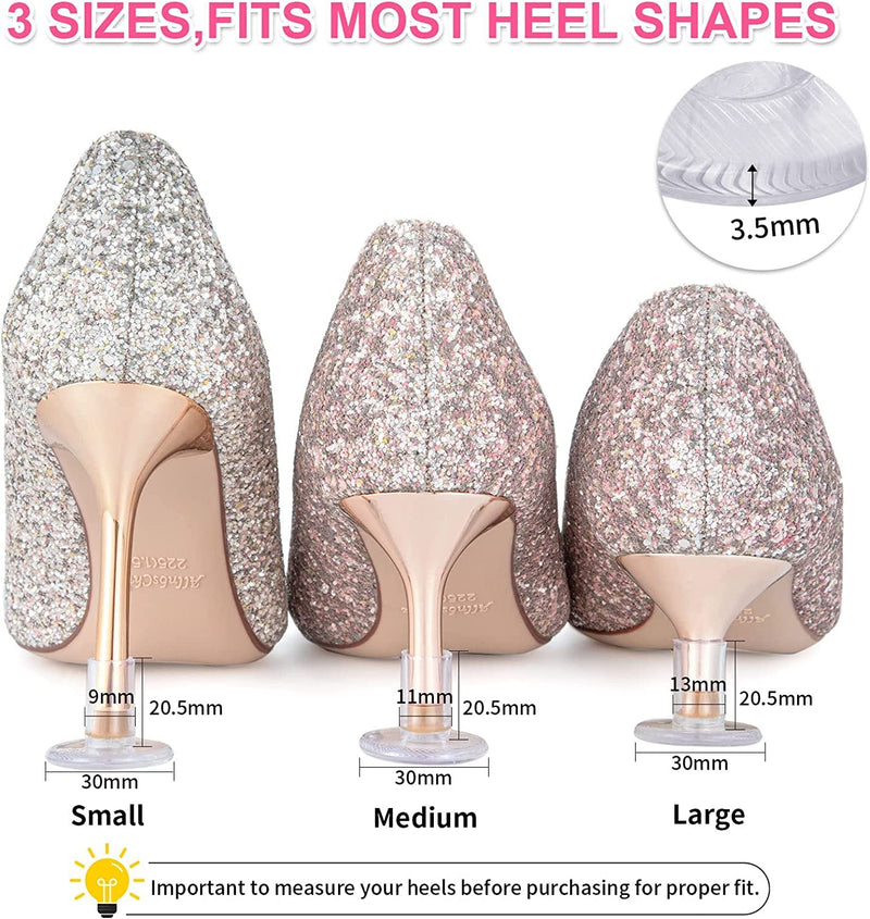 [Australia] - 6 Pairs Heel Stoppers for Grass, 3 Sizes High Heel Protectors for Women Wedding Shoes, Durable High Heel Protectors for Walking on Grass and Uneven Floor 