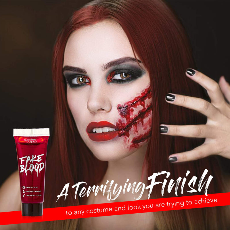 [Australia] - Realistic Fake Blood - Face and Body Paint - 10ml - Pretend Costume and Dress Up Makeup by Splashes & Spills - New & Improved Formula! 