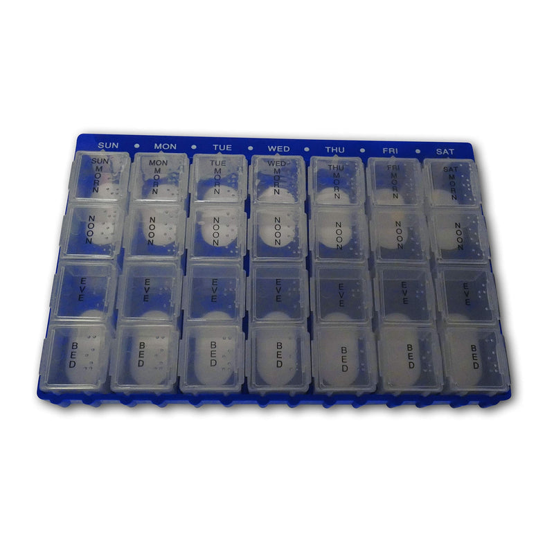 [Australia] - Pill Box Weekly Organiser - 7 Day 4 Times Daily – 28 Compartments - Dosette Medicine Container –- by Life Healthcare 