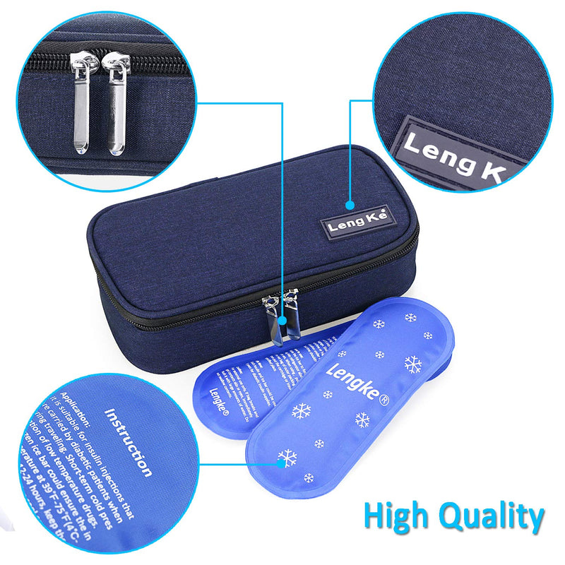 [Australia] - YOUSHARES Insulin Travel Case - Insulated Medication Cooler Travel Bag for Diabetic Insulin Pen and Vials Storage with 2 Cooling Ice Packs (Blue) Case Blue 