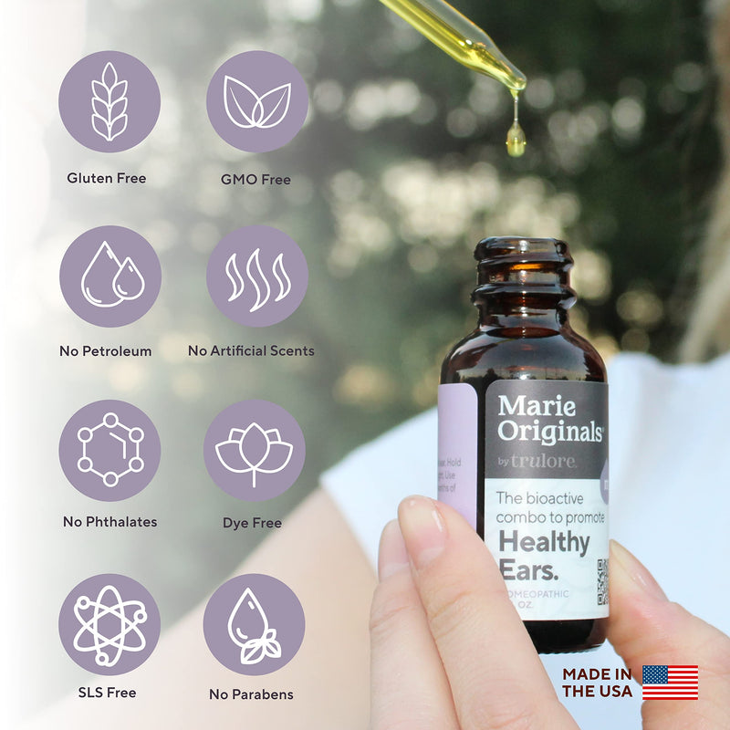 [Australia] - Organic Ear Oil for Ear Infections, All Natural Eardrops for Infection Prevention, Swimmer's Ear and Wax Removal - Kids, Adults, Baby, Dog Earache Remedy - with Mullein, Garlic | Marie Originals 1 Fl Oz (Pack of 1) 