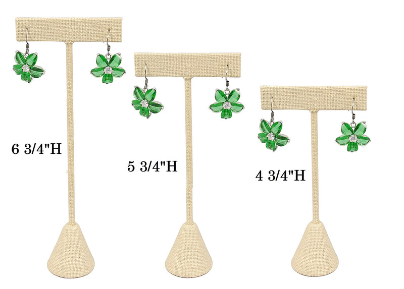 [Australia] - 888 Display USA - 6 Pcs 4.75" Beige Linen Earring T Stand Showcase Displays 