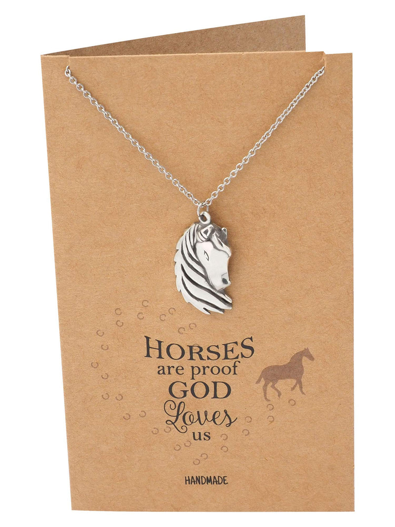 [Australia] - Quan Jewelry Horse Necklace, Gifts for Equestrian Friends, New Beginnings Reminder Charm, Fashion Jewelry, Gifts for Horse Racing Lover, Animal Pendant, Handmade with Quote Card 