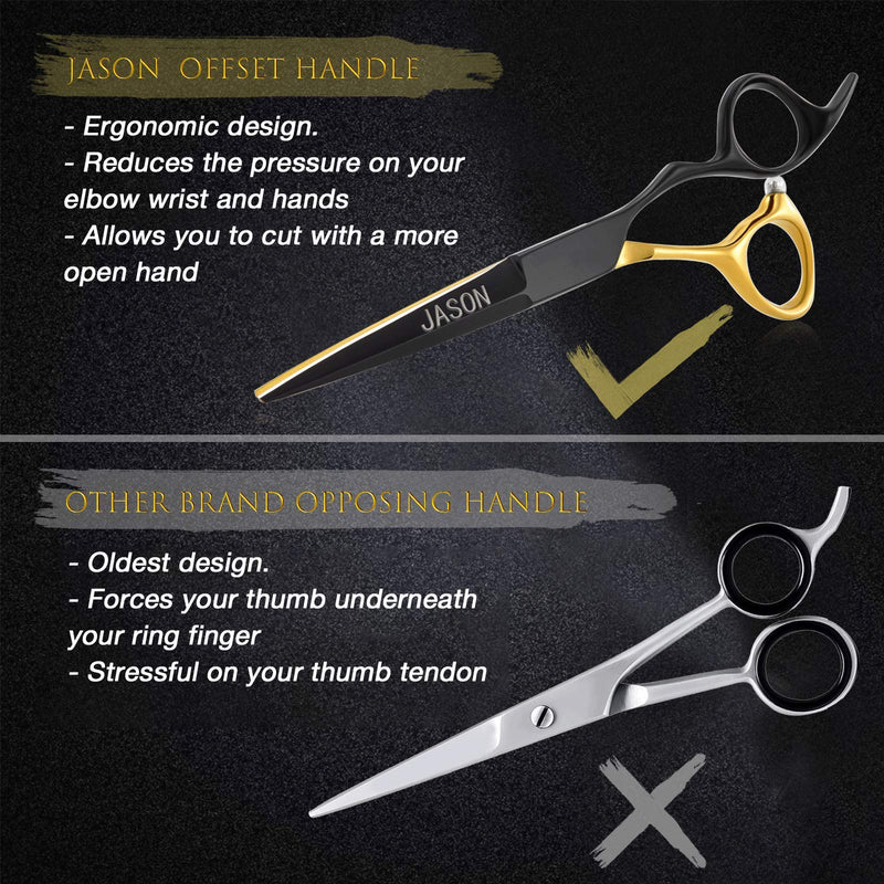 [Australia] - JASON 6'' Hair Cutting Scissors Professional Barber Shears 440C Japanese Stainless Steel Stylist Trimming Shear Salon Razor Edge Scissor A-Shears 