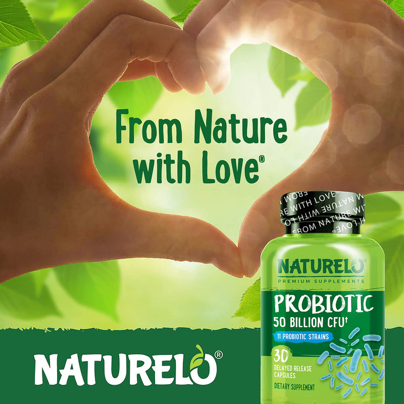 [Australia] - NATURELO Probiotic Supplement - 50 Billion CFU - 11 Strains - One Daily - Helps Support Digestive & Immune Health - Delayed Release - No Refrigeration Needed - 30 Vegan Capsules 30 Count (Pack of 1) 