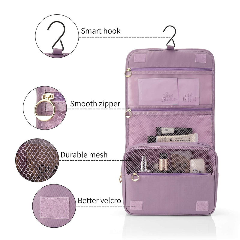 [Australia] - Vlando Hanging Toiletry Bag for Business Trip, Gym, Vacation and Household, Waterproof Makeup Cosmetic Organizer for Women Men and Kids (Purple) Purple 