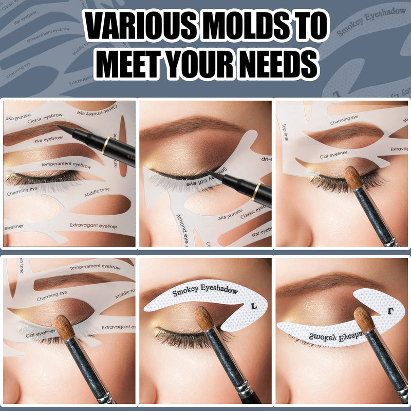 [Australia] - Eye Makeup Moulds Kit Includes Smoky Cat Eyeliner Stencil Pads, Eyebrow Applicators Template Plate, Eyeshadow Stencil Stickies, Quick Makeup Tool for Beginners 